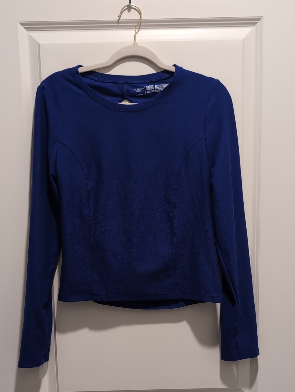 Victoria's Secret Long-Sleeve Crewneck Top in Cobalt Blue